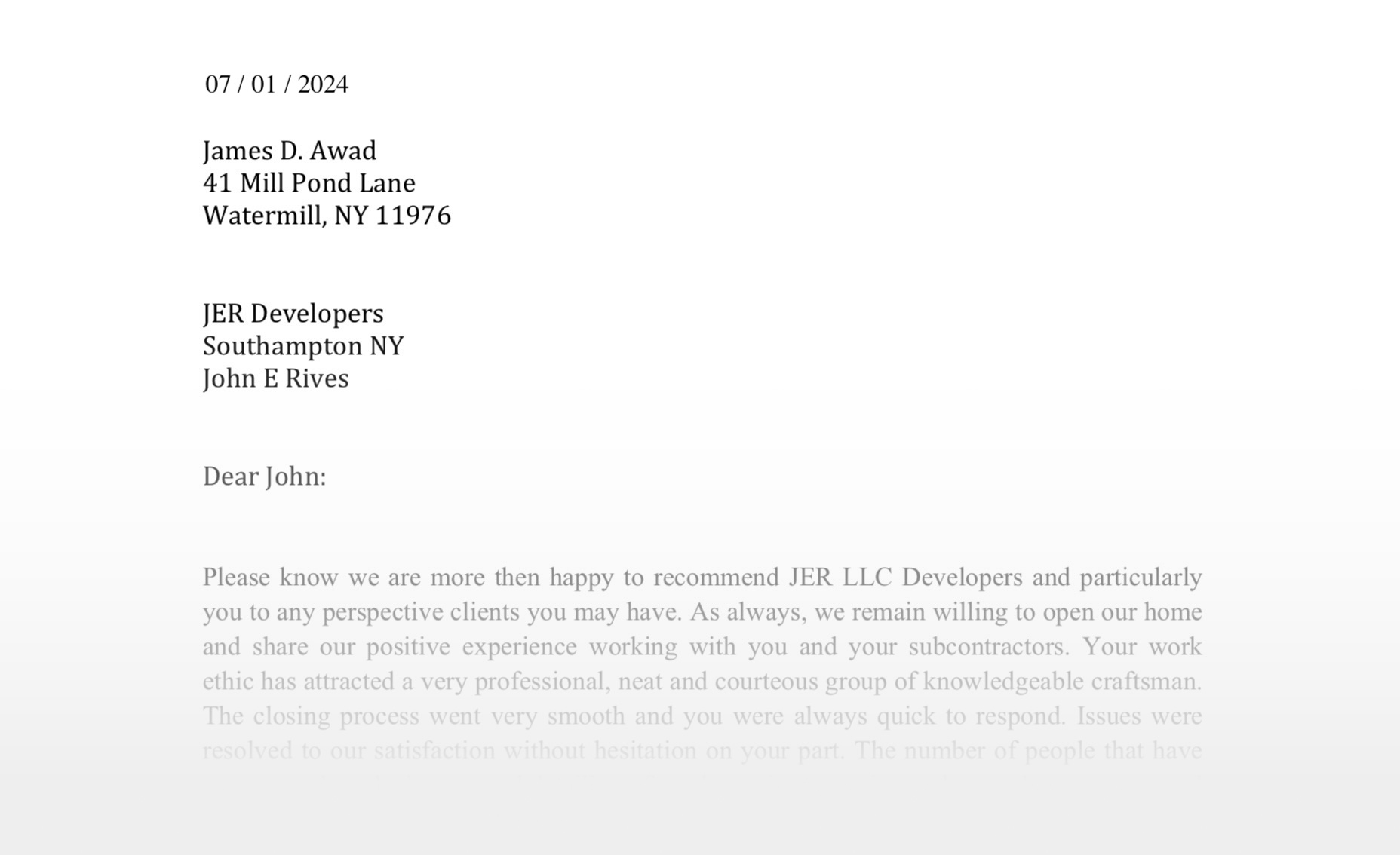 Recommendation Letter from James D. Awad.
